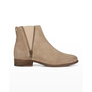New Womens Carly Zip Chelsea 7.5 Frye Suede Leather Boots Short Ankle Ash Tan